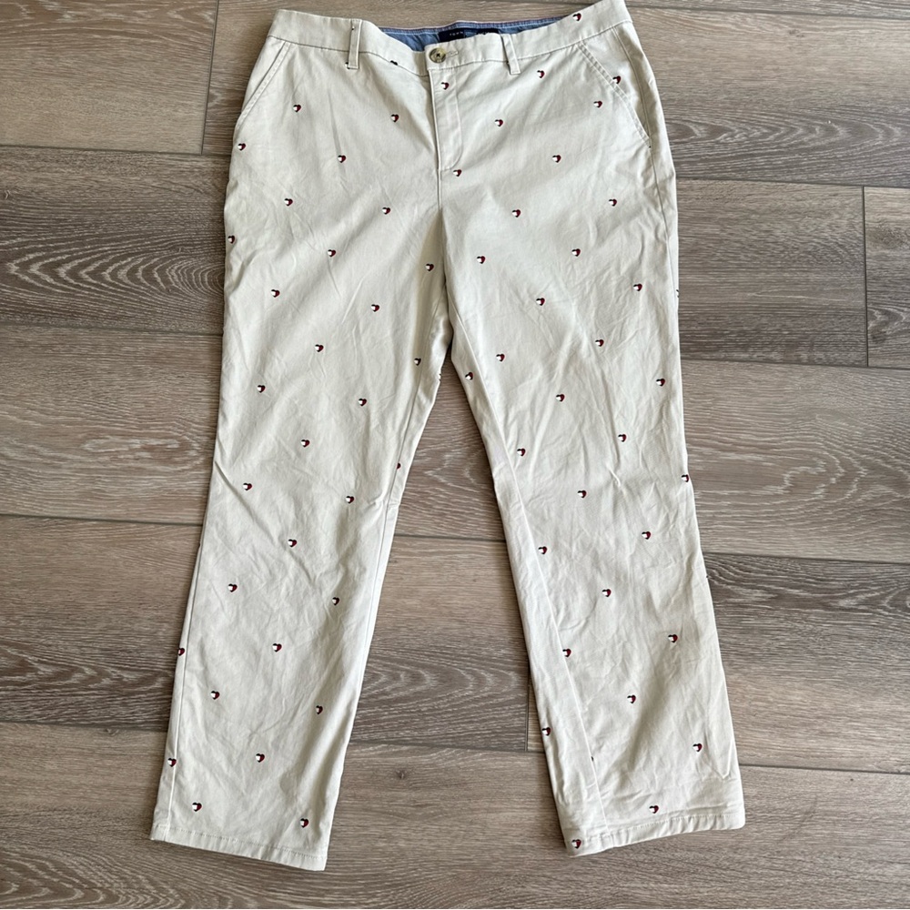 Tommy Hilfiger Cream Chinos with Embroidered Design